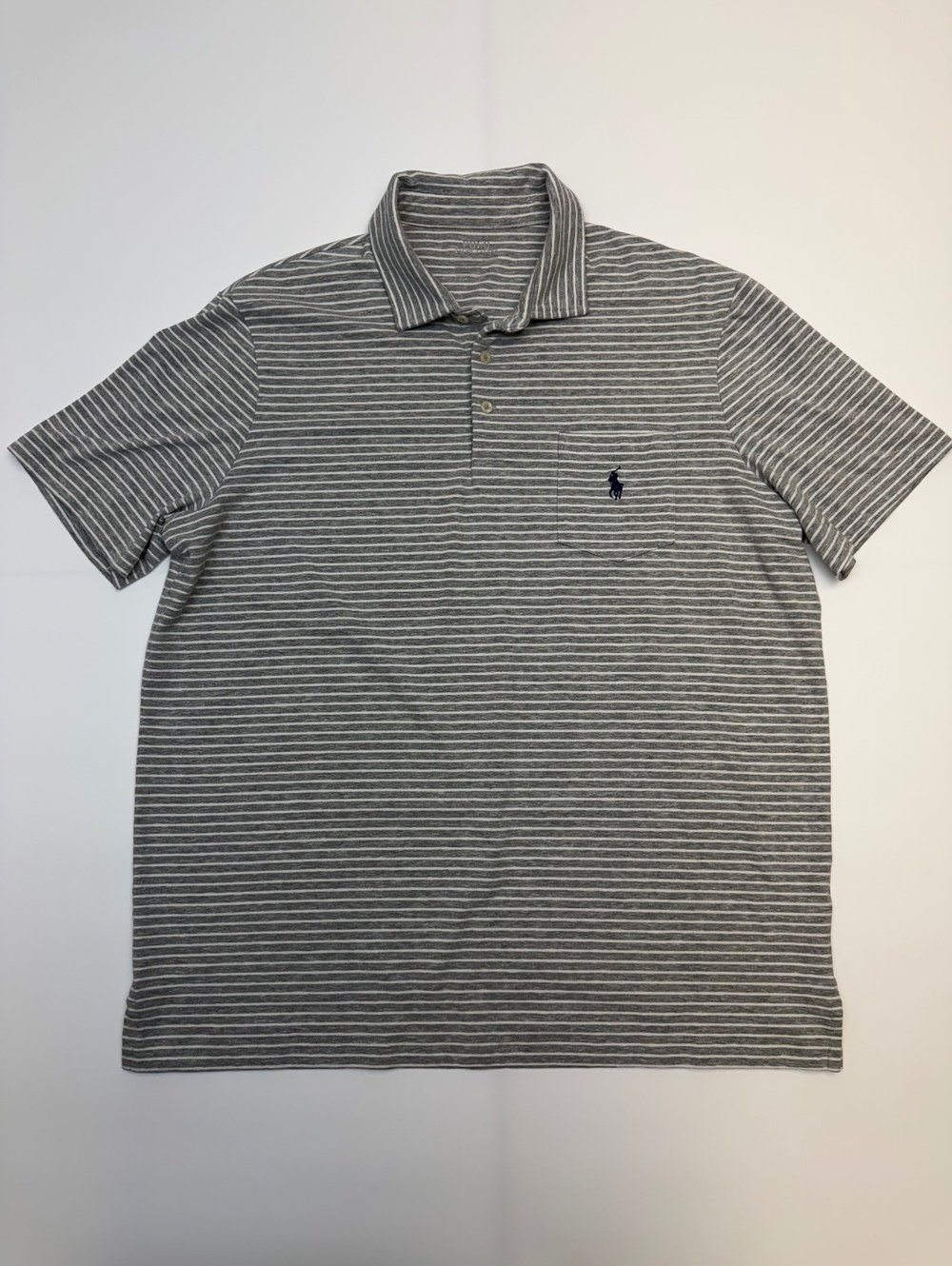 Polo Ralph Lauren gray white striped polo shirt